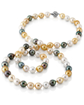 11-13mm Opera Length South Sea Multicolor Oval Pearl Necklace -  AAAA Quality