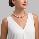 11.5-12.5mm Freshwater Multicolor Pearl Necklace - AAA Quality - Model Image
