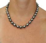 8-10mm Dark Tahitian South Sea Baroque Pearl Necklace - Model Image
