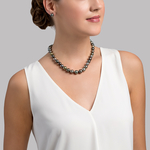10-11mm Tahitian South Sea Multicolor Pearl Necklace - Model Image