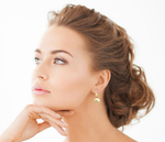 Golden Pearl Classic Elegance Earrings - Model Image