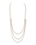 14K Gold Triple Freshwater Pearl and Chain Addie Necklace - Model Image