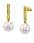 Akoya Pearl Dangling Diamond Earrings- Choose Your Pearl Color - Third Image