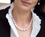 13-16mm White South Sea Pearl Necklace - GLA CERTIFIED AAAA Quality - Model Image
