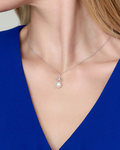Freshwater Pearl & Diamond Lacy Pendant - Model Image