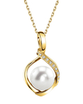 Freshwater Pearl & Diamond Alexis Pendant- Choose Your Color - Secondary Image