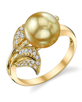 Golden South Sea Pearl & Diamond Eva Ring