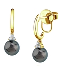 Tahitian South Sea Pearl & Diamond Alyssa Earrings - Model Image