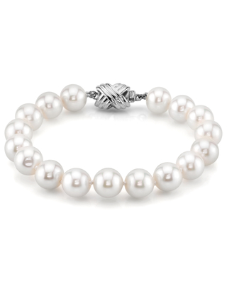 8.5-9.5mm White Freshwater Pearl Bracelet - AAAA Quality