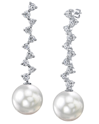 White South Sea Pearl & Diamond Naomi Earrings