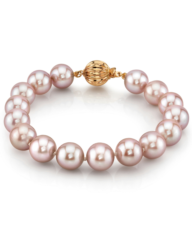 9.5-10.5mm Pink Freshwater Pearl Bracelet - AAAA Quality - Third Image