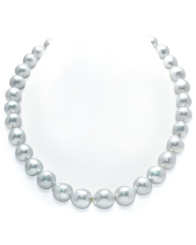 10-12mm White South Sea Drop Oval Pearl Necklace - AAA Quality