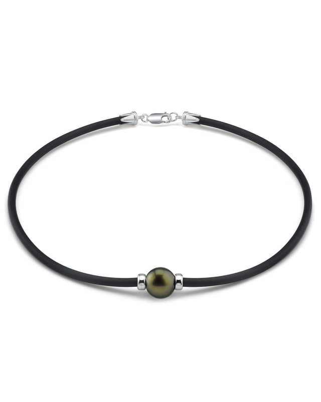 Tahitian Round Pearl Rubber Necklace - Various Sizes