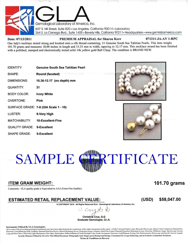 12-15mm White South Sea Pearl Necklace - AAA Quality - Secondary Image