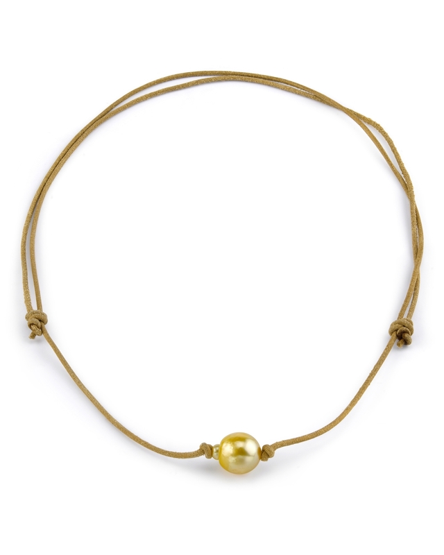 Golden Baroque Pearl Leather Adjustable Necklace for Men