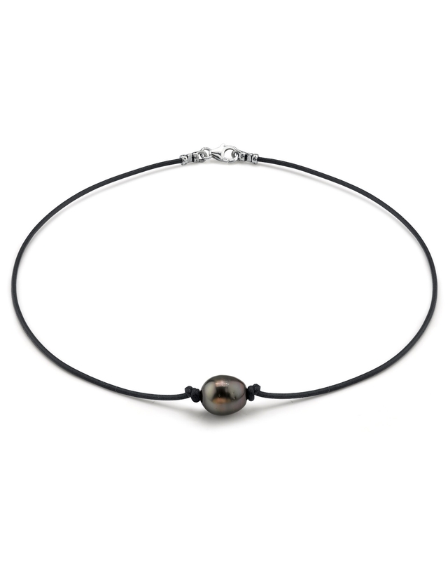 Tahitian Baroque Pearl Leather Necklace for Men