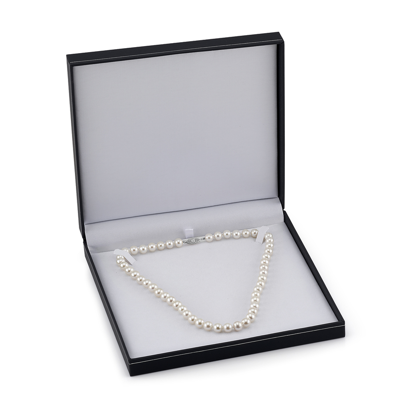 9-10mm White Freshwater Choker Length Pearl Necklace - AAAA Quality - Third Image
