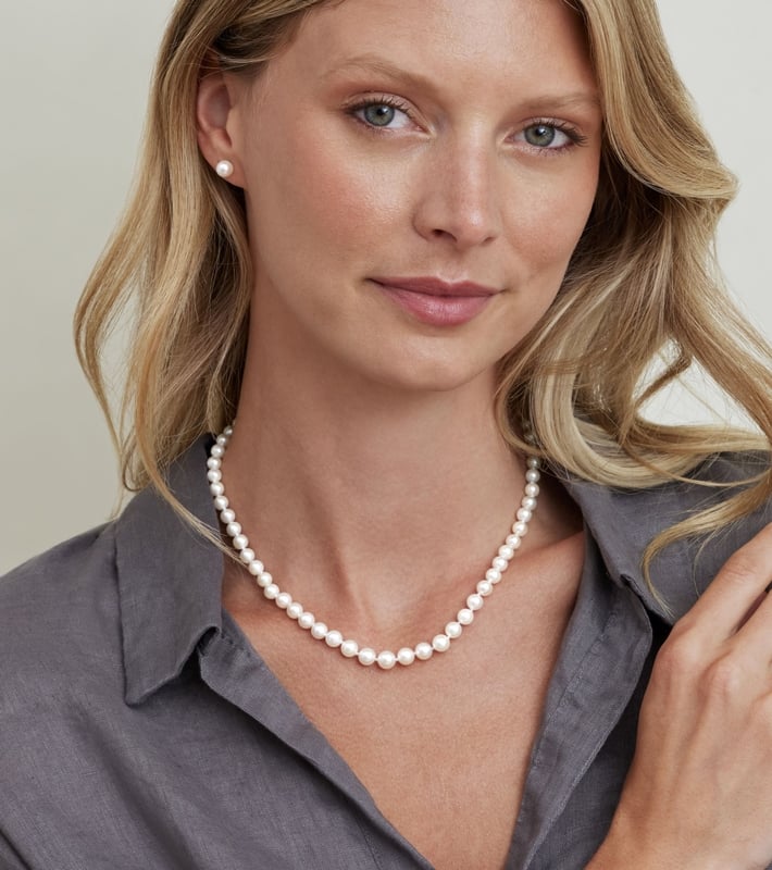 5.0-7.0mm Japanese Akoya White Graduated Pearl Necklace - Secondary Image