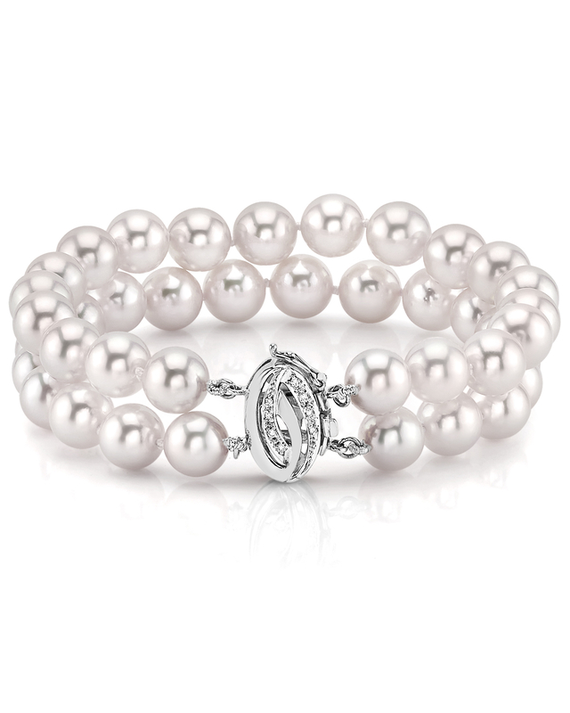 Japanese Large Akoya White Pearl Double Bracelet- Choose Your Quality