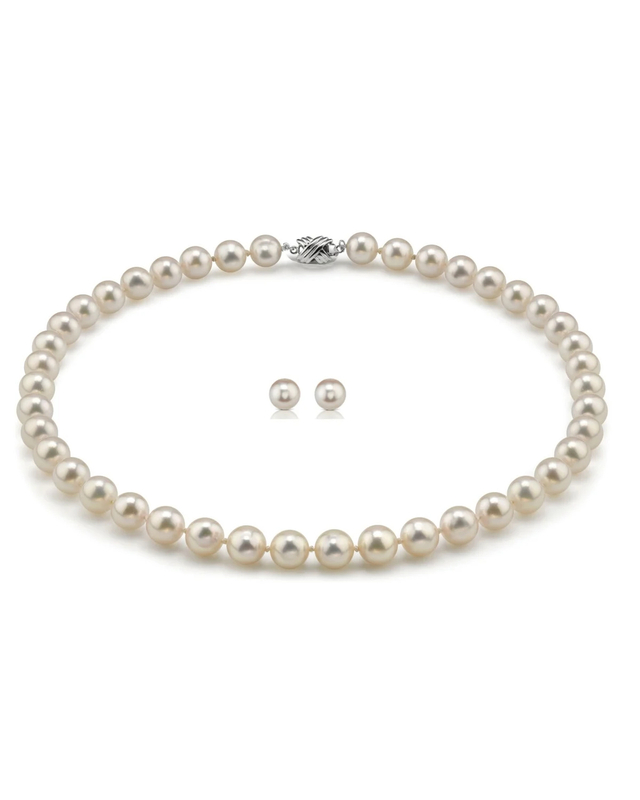 9.5-10.0mm Hanadama Pearl Necklace and Earring Set