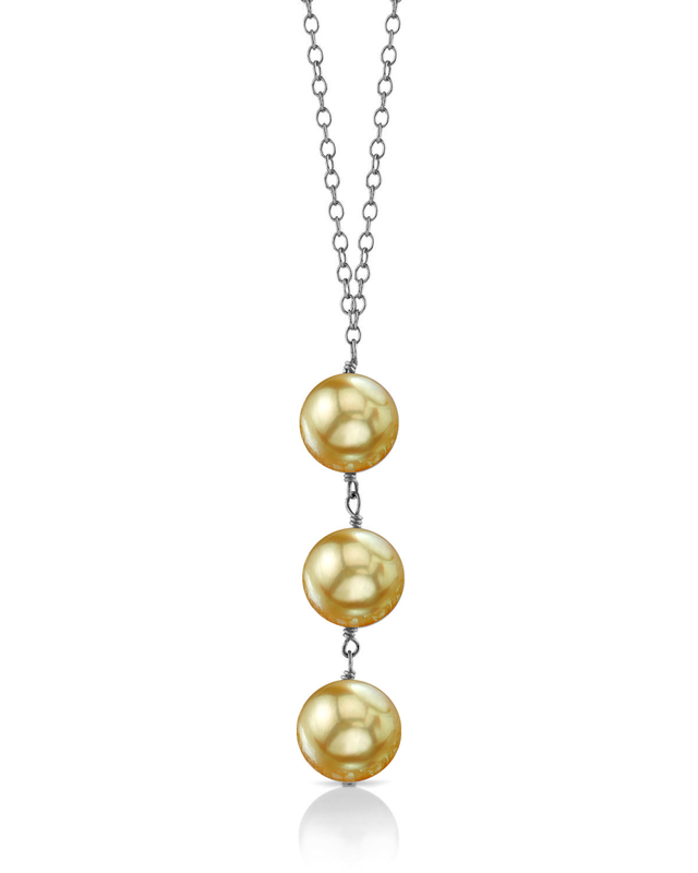 Golden South Sea Pearl Triple Drop Pearl Pendant - Model Image