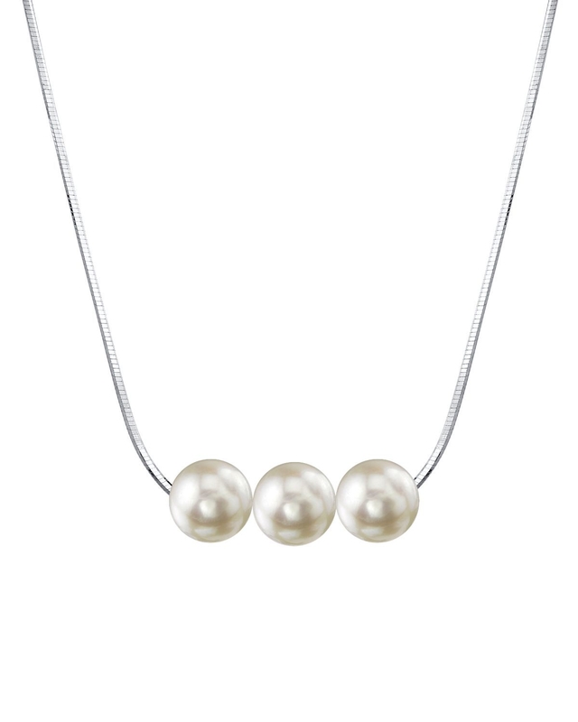 Pearl Moments - 7.0-7.5mm Akoya Pearl Silver Adjustable Chain Necklace - Model Image