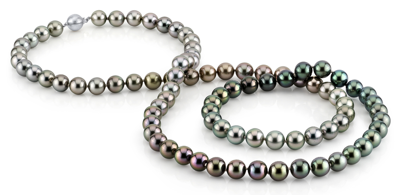 9-10mm  Color Graduated Tahitian South Sea Pearl Necklace - AAAA Quality - Model Image