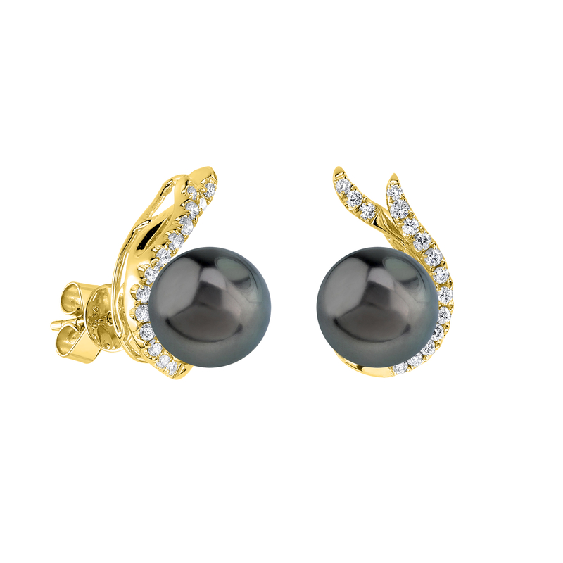 Tahitian South Sea Pearls & Diamond Rebecca Earrings - Third Image