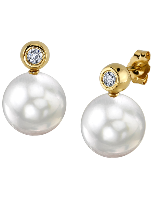 White South Sea Pearl & Diamond Dakota Earrings - Third Image