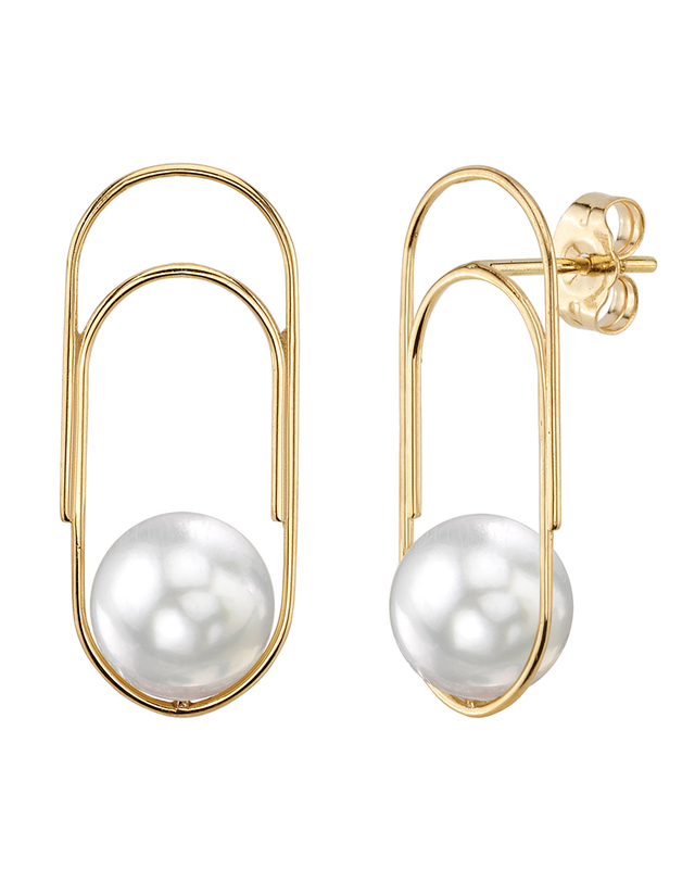 White South Sea Pearl Paperclip Sabrina Earrings - Third Image