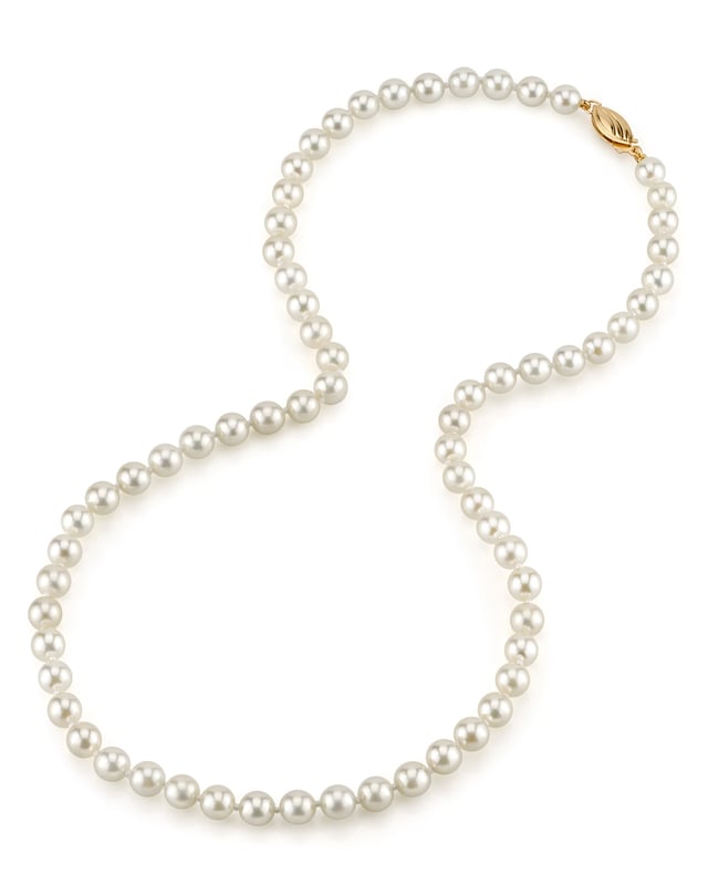 5.5-6.0mm Japanese Akoya White Pearl Necklace- AA+ Quality - Secondary Image
