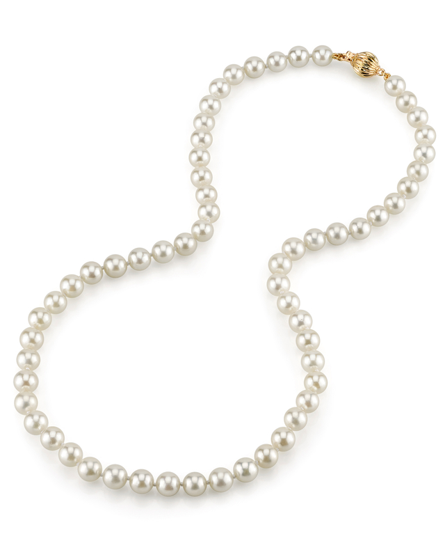 6.5-7.0mm Japanese Akoya White Choker Length Pearl Necklace- AAA Quality - Secondary Image