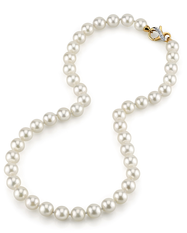 9.0-9.5mm Japanese Akoya White Pearl Necklace- AAA Quality - Third Image