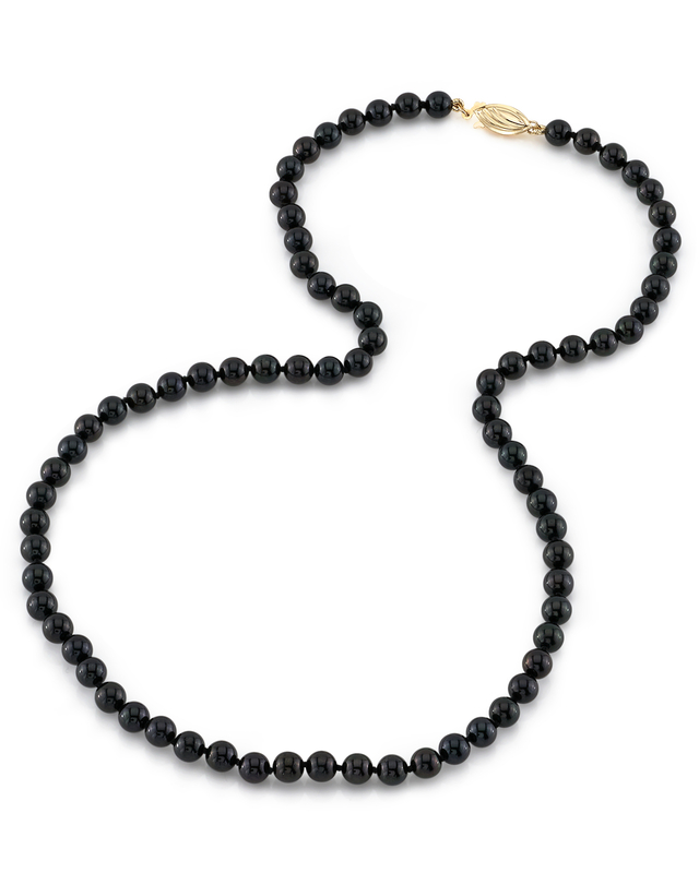 5.0-5.5mm Japanese Akoya Black Pearl Necklace- AA+ Quality - Secondary Image
