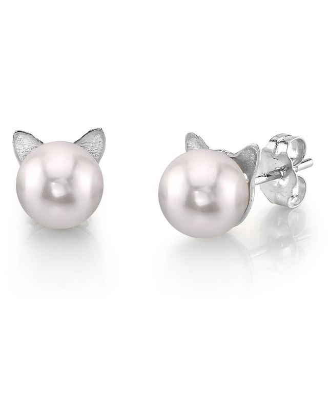 Japanese Akoya Pearl Cat Cathy Earrings