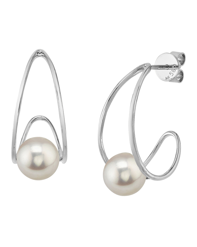 Japanese Akoya Pearl Hoop Luna Earrings