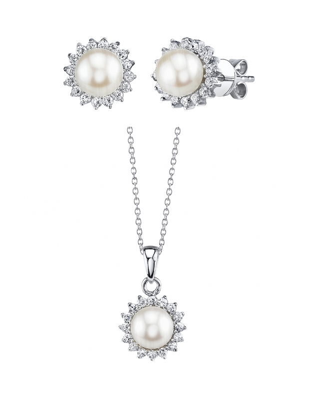 White Freshwater Cultured Pearl & Cubic Zirconia Ariella Jewelry Set