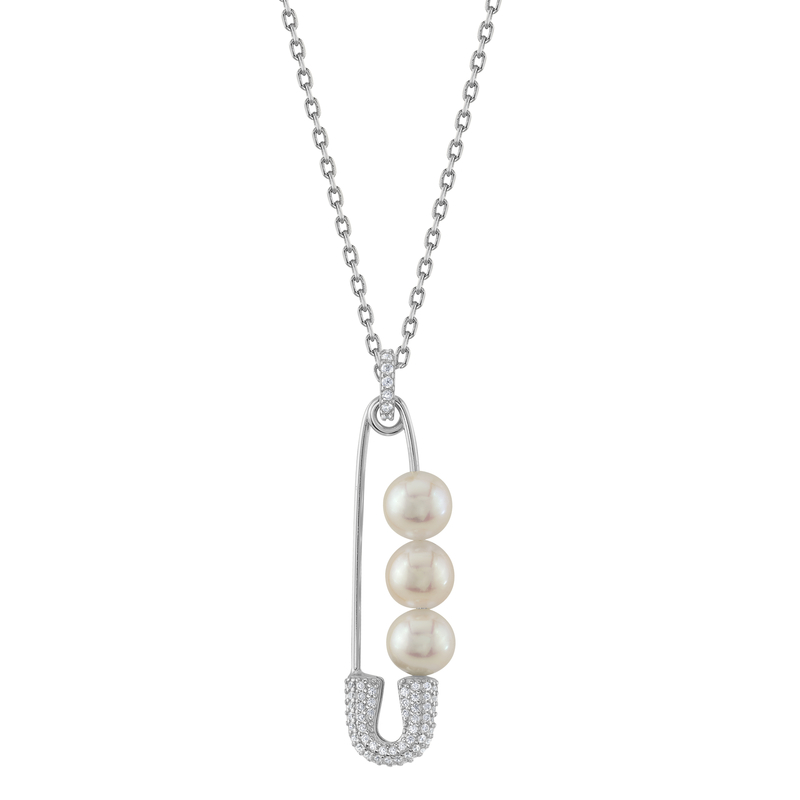 White Akoya Cultured Pearl Safety Pin Eden Pendant