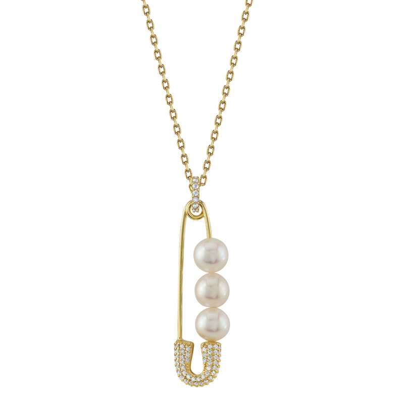 White Freshwater Cultured Pearl Safety Pin Eden Pendant - Third Image