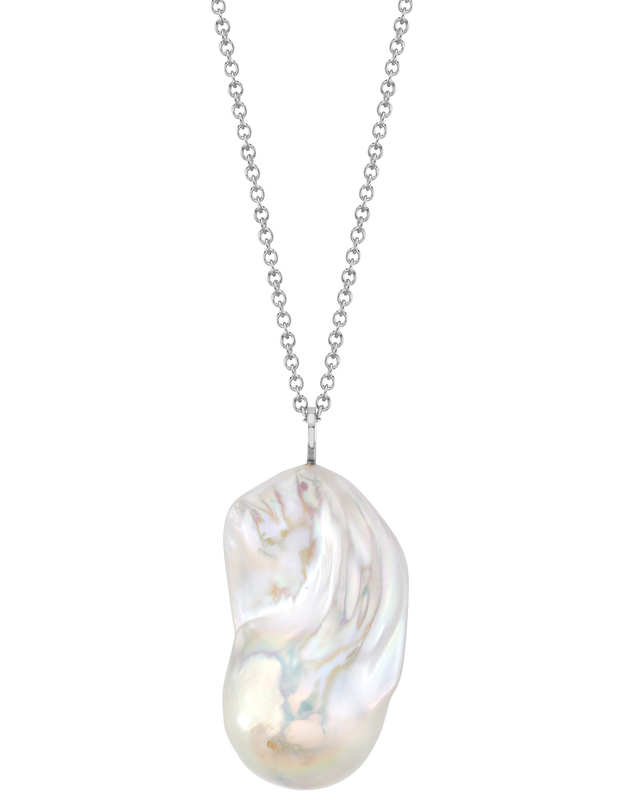 15mm White Freshwater Baroque Pearl Solitaire Pendant