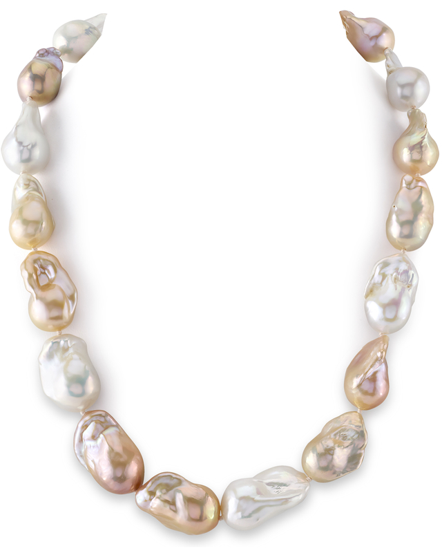 13-16mm Freshwater Multicolor Baroque Pearl Necklace - AAA Quality