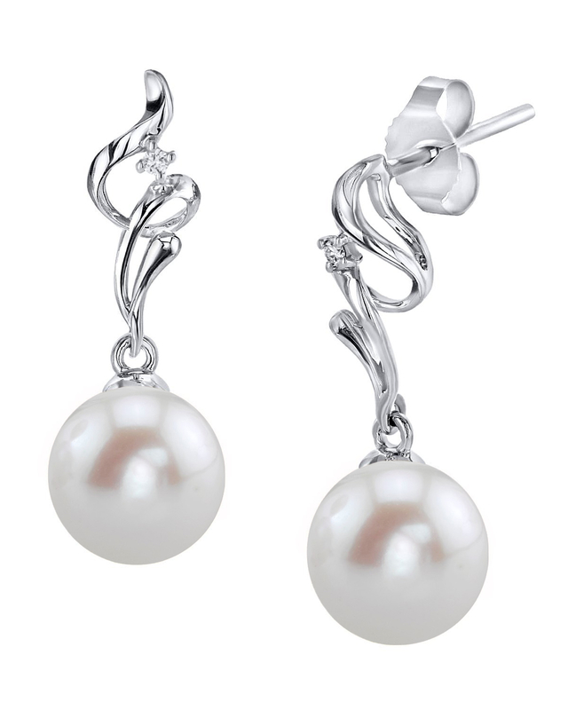 14K Gold Freshwater Pearl & Diamond Aria Earrings