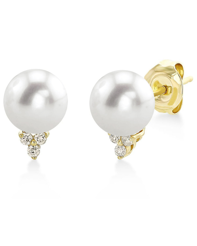 Freshwater Pearl & Diamond Grace Earrings - Third Image