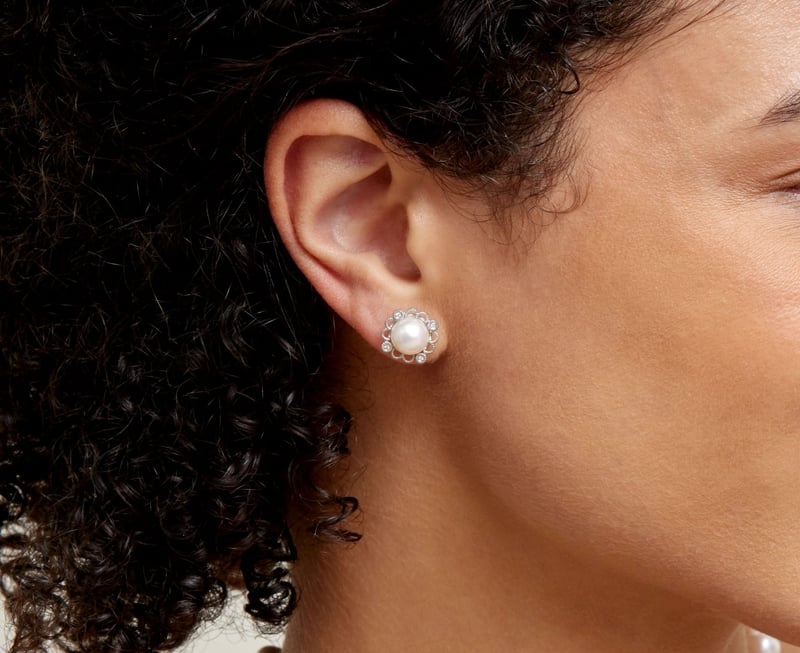 White South Sea Pearl Lea Earrings - Model Image