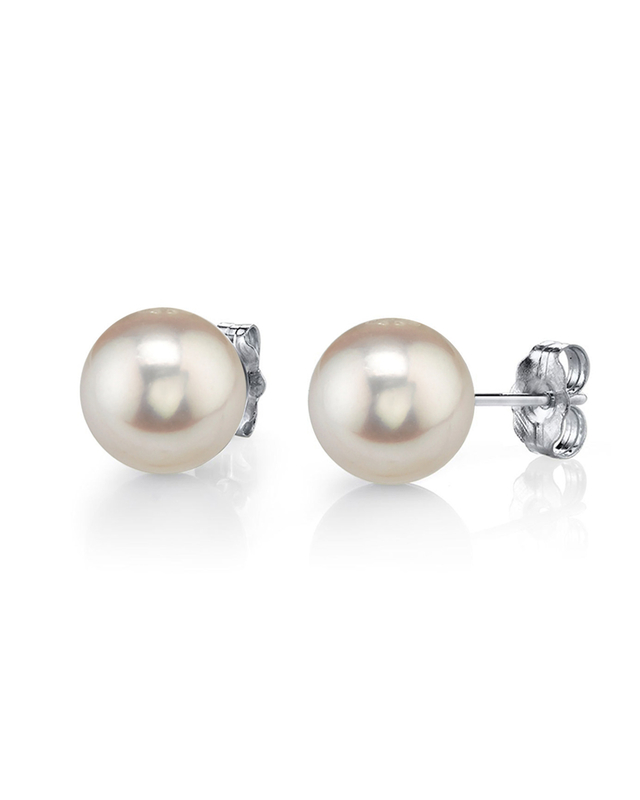 8mm White Freshwater Studs - Premiere Quality