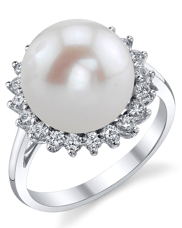 Freshwater Pearl & Diamond Sage Ring