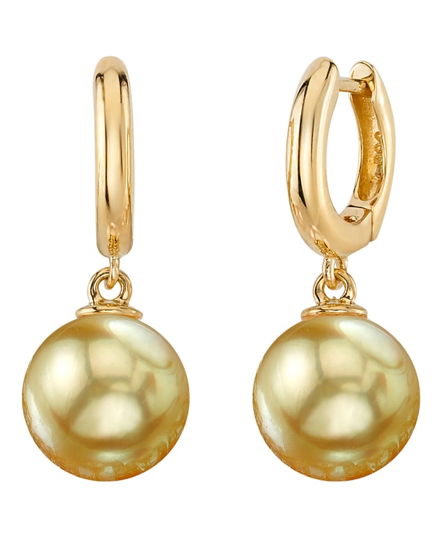 Golden South Sea Pearl Huggie Mary Earrings