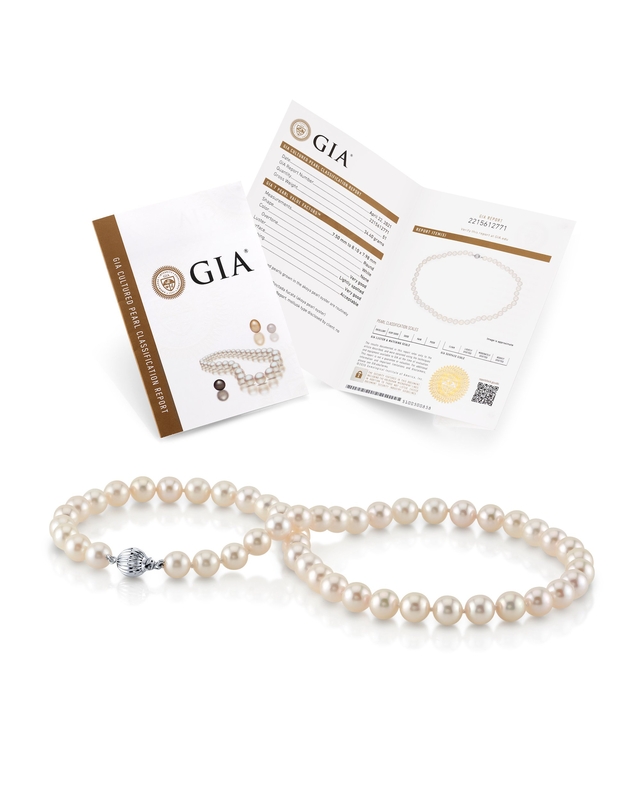 8.5-9.0mm Japanese Akoya White Pearl Necklace- AAA Quality - Third Image