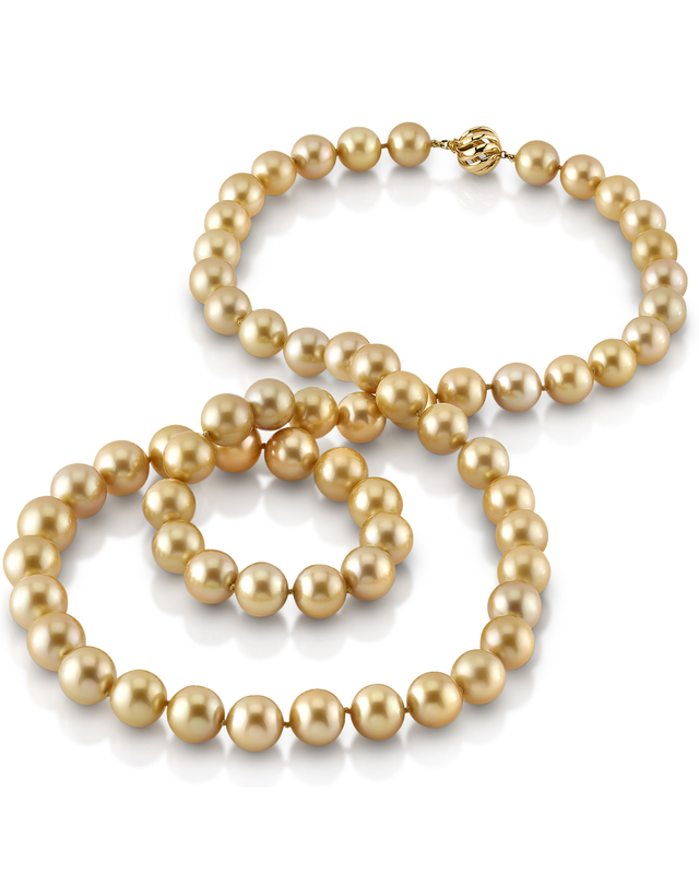 Opera Length 11-13mm Golden South Sea Pearl Necklace- AAAA Quality