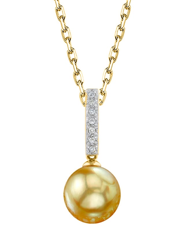 Golden Pearl Dangling Diamond Pendant